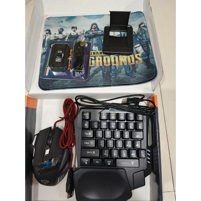 Picture of PUBG Gaming Combo Set – One Hand Keyboard + Gaming Mouse + Converter + Mobile Stand + Mouse Pad (5 in 1 Set)