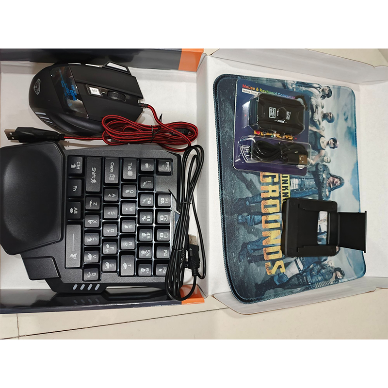 Picture of PUBG Gaming Combo Set – One Hand Keyboard + Gaming Mouse + Converter + Mobile Stand + Mouse Pad (5 in 1 Set)