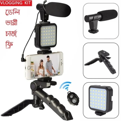 Picture of AY-49 Phone Vlog Tripod Vlogging Kit - Elevate Your Content Creation - Wireless Remote Control for Effortless Operation-Black