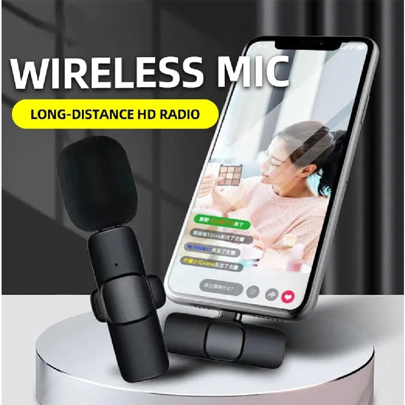 Picture of K8 Wireless Microphone Professional Lapel Lavalier Microphone Remove Noise For Typ c Microphone-Black