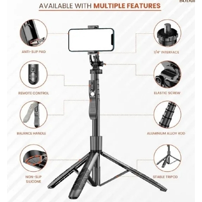Picture of Premium Handheld Stabilizing K28 SELFIE STICK TRIPOD (5 Foot) 360 degrees Rotation with remote-Black