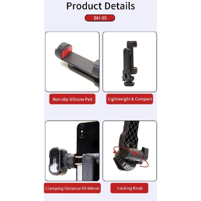 Picture of JMARY BH-05 Mobile Phone Holder 2 Cold Shoe, 360º Rotation Mobile Phone Smartphone Tripods Adapter for iPhone Galaxy Huawei Xiaomi Google Oneplus DSRL Gimbals