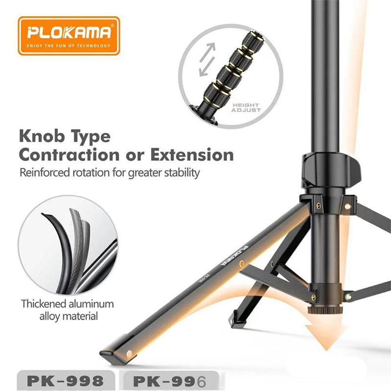 Picture of PLOKAMA PK-998 Professional Tripod Stand with Remote Control & Carry Bag for Mobile & Camera-Black