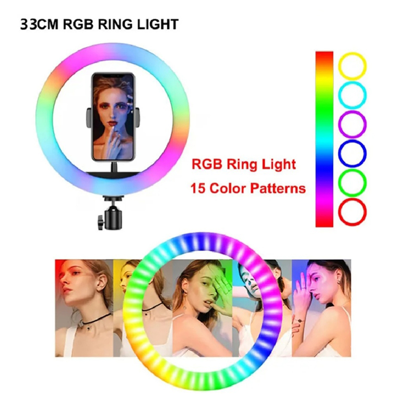 Picture of 12" RGB LED Soft Ring Light with 7Fit Stand With Universal USB Plug Interface for Photography Makeup YouTube Video Shooting-12inc  RGB SET