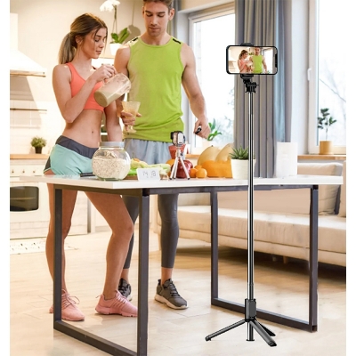 Picture of Versatile 37-Inch Q07 - S03 Flexible Selfie Stick Tripod Stand with Bluetooth Remote Control for Phone Camera Capture Perfect Shots-Black