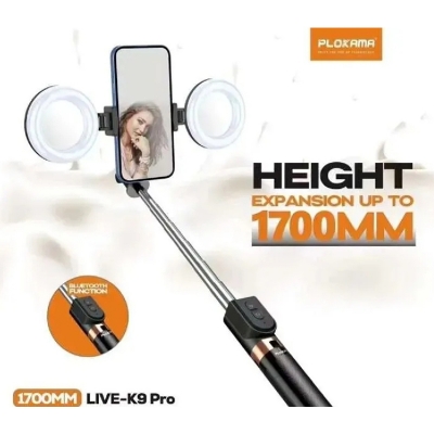Picture of Plokama K9 Pro Double LED Selfie Stick Tripod-Black