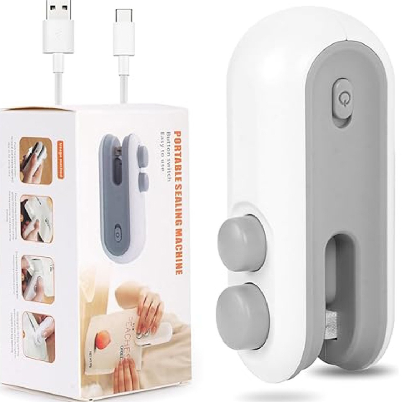 Picture of 2IN1 Mini Sealing Machine USB Rechargable Heat Sealer Storage Bag Plastic Package Food Sealer Clip Bag Handheld Food Heat Sealer
