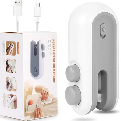 Picture of 2IN1 Mini Sealing Machine USB Rechargable Heat Sealer Storage Bag Plastic Package Food Sealer Clip Bag Handheld Food Heat Sealer