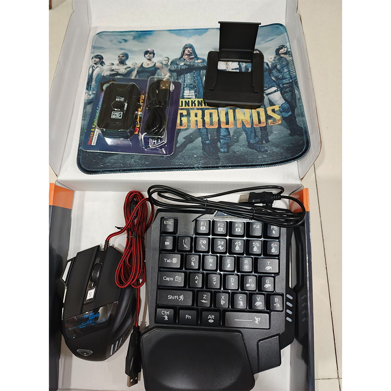 Picture of PUBG Gaming Combo Set – One Hand Keyboard + Gaming Mouse + Converter + Mobile Stand + Mouse Pad (5 in 1 Set)