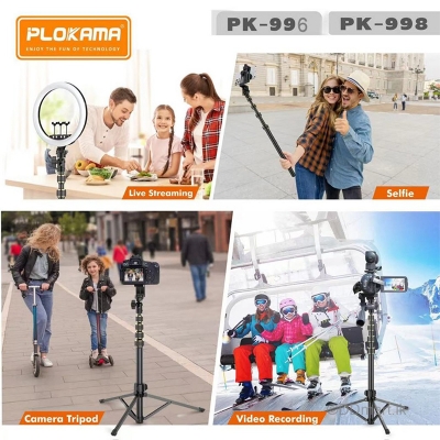 Picture of PLOKAMA PK-998 Professional Tripod Stand with Remote Control & Carry Bag for Mobile & Camera-Black