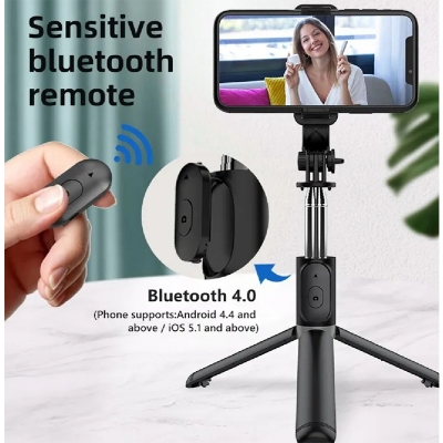 Picture of Versatile 37-Inch Q07 - S03 Flexible Selfie Stick Tripod Stand with Bluetooth Remote Control for Phone Camera Capture Perfect Shots-Black