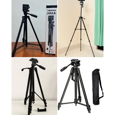 Picture of Tripod Stand 380A Mobile Stand Camera Stand Pro 3 Way Head - Black - Maximum Height: Approx. 1345mm/52.97inch-Black