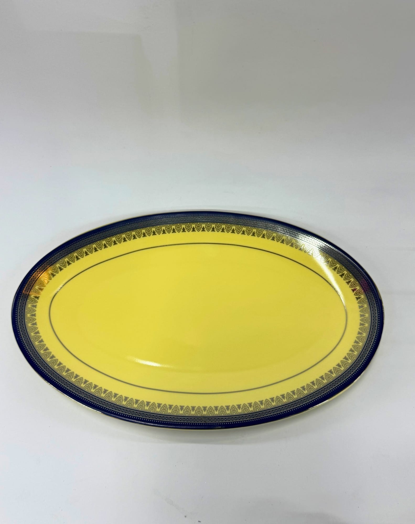 Picture of Ceramic Oval Platter – Pastel Yellow Navy, 25cm