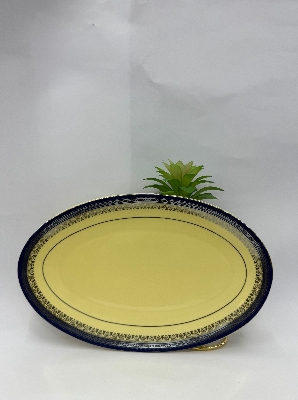 Picture of Ceramic Oval Platter – Pastel Yellow Navy, 25cm
