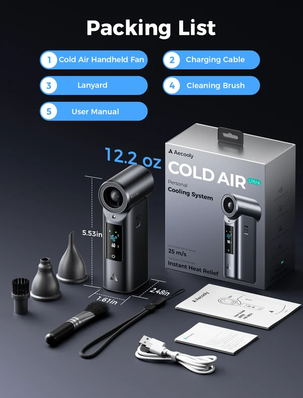 Picture of Aecooly Cold Air Ultra Portable Misting Fan7000MAH & Color Touchscreen(PM01s)