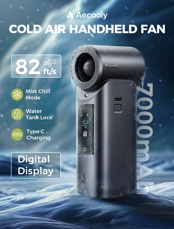 Picture of Aecooly Cold Air Ultra Portable Misting Fan7000MAH & Color Touchscreen(PM01s)