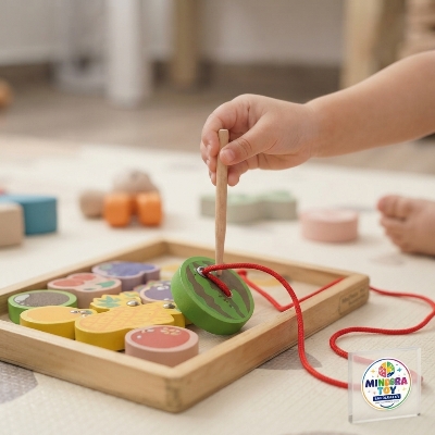 Picture of Wooden Fruit Lacing Game – Educational Fine Motor Skills Toy