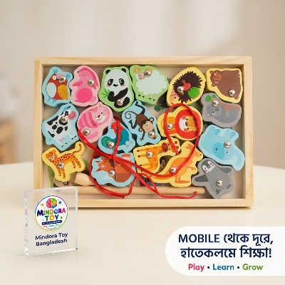 Picture of Wooden Animal Lacing Game – Educational Fine Motor Skills Toy