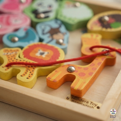 Picture of Wooden Animal Lacing Game – Educational Fine Motor Skills Toy