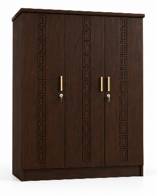Picture of FurniQ Furniture 3 Door Wardrobe, 3 Door Almirah, Bedroom Wardrobe, Clothes Storage Cabinet, Melamine Board Wardrobe, Modern Wardrobe Design, 60 W × 24 D × 72 H Inches | FurniQ Furniture