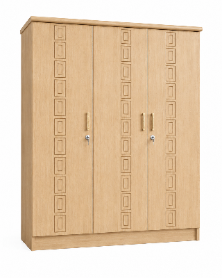 Picture of FurniQ Furniture 3 Door Wardrobe, 3 Door Almirah, Bedroom Wardrobe, Clothes Storage Cabinet, Melamine Board Wardrobe, Modern Wardrobe Design, 60 W × 24 D × 72 H Inches | FurniQ Furniture