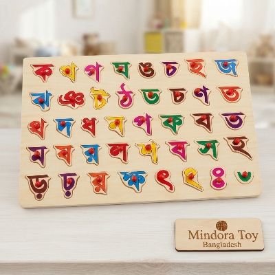 Picture of Wooden Bengali Alphabet Pin Board – Banjonborno Consonants Learning Toy