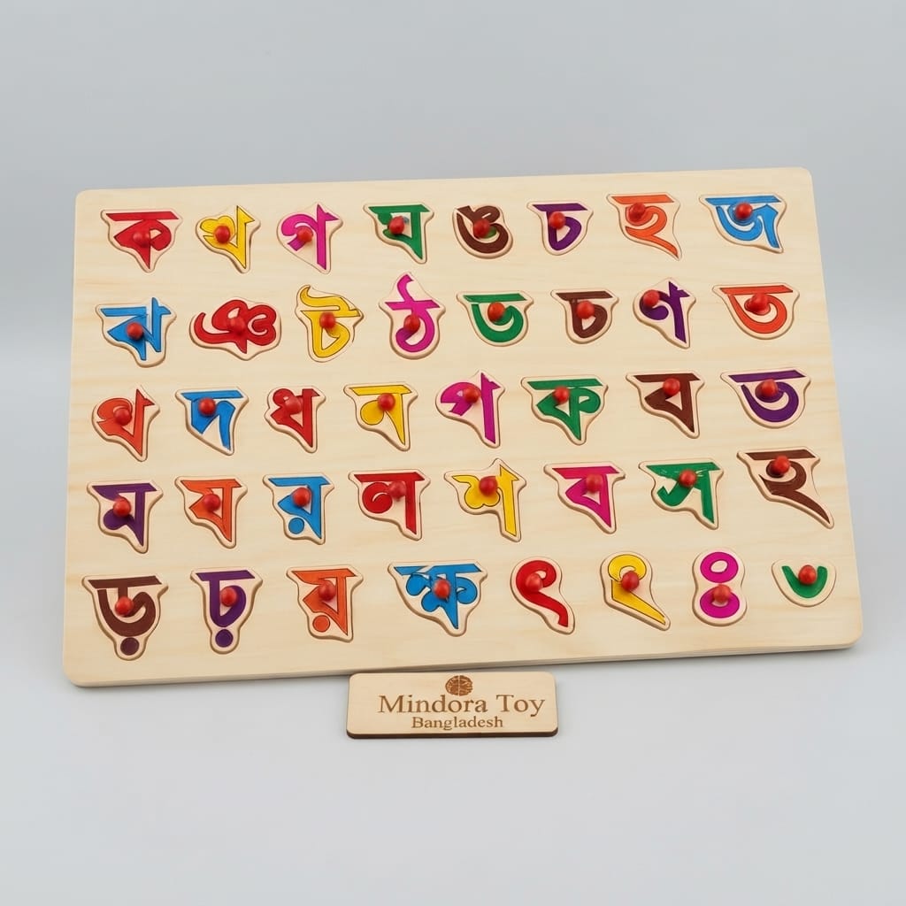 Picture of Wooden Bengali Alphabet Pin Board – Banjonborno Consonants Learning Toy