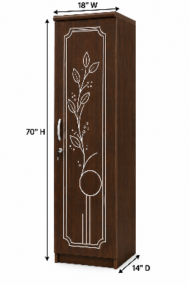 Picture of FurniQ Furniture 1 Door Wardrobe, 1 Door Almirah, Bedroom Wardrobe, Clothes Storage Cabinet, Single Door Wardrobe, Melamine Board Wardrobe, Modern Wardrobe Design, 24 W × 22 D × 72 H Inches | FurniQ Furniture