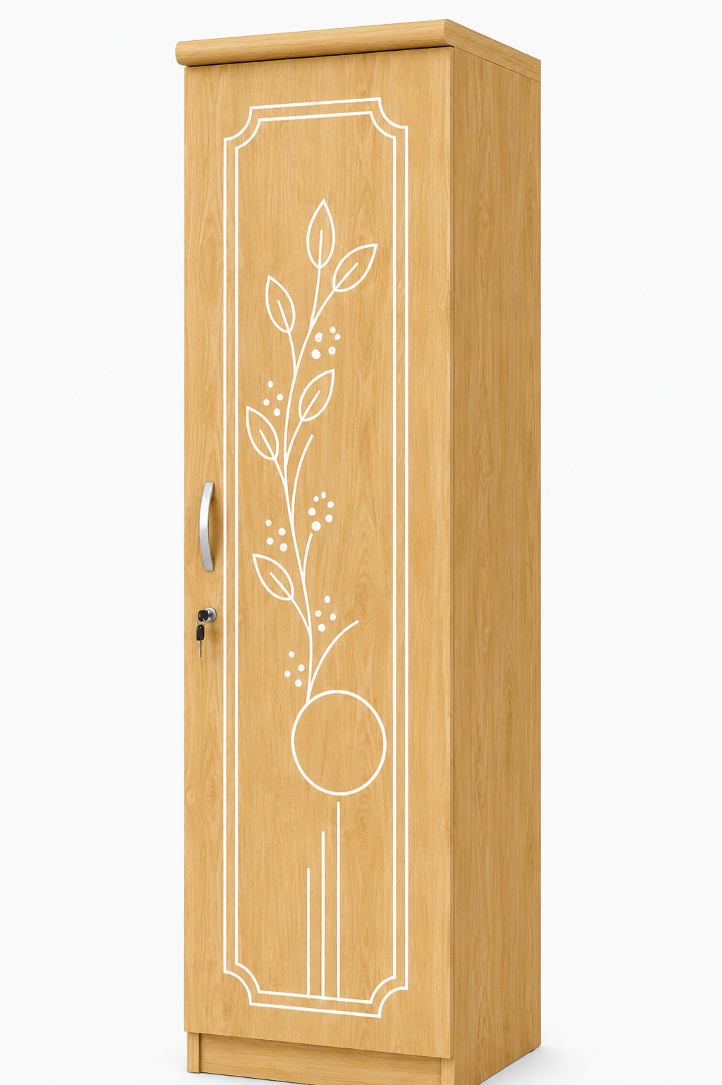 Picture of FurniQ Furniture 1 Door Wardrobe, 1 Door Almirah, Bedroom Wardrobe, Clothes Storage Cabinet, Single Door Wardrobe, Melamine Board Wardrobe, Modern Wardrobe Design, 24 W × 22 D × 72 H Inches | FurniQ Furniture