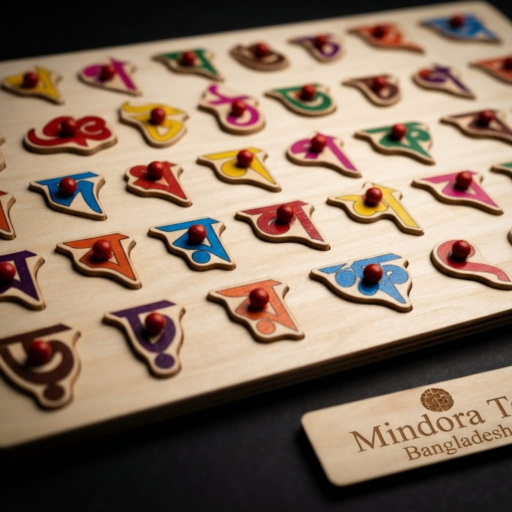 Picture of Wooden Bengali Alphabet Pin Board – Banjonborno Consonants Learning Toy