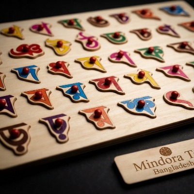 Picture of Wooden Bengali Alphabet Pin Board – Banjonborno Consonants Learning Toy