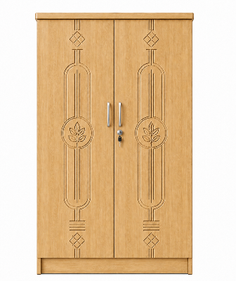 Picture of FurniQ Furniture 2 Door Wardrobe, 2 Door Almirah, Bedroom Wardrobe, Clothes Storage Cabinet, Melamine Board Wardrobe, CNC Design Wardrobe, Modern Wardrobe, 32 W × 21 D × 72 H Inches | FurniQ Furniture