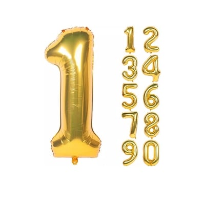 Picture of Number balloon/number foil balloon/ Foil Balloons Gold Alphabet Letters A-Z And Number 0-9 Foil Balloon for Eid Christmas Birthday Anniversary Party and all decorations