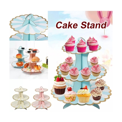 Picture of Cup cake stand/Cake stand/3-tier cup cake stand/3-layer cup cake stand - Multicolor, Gold