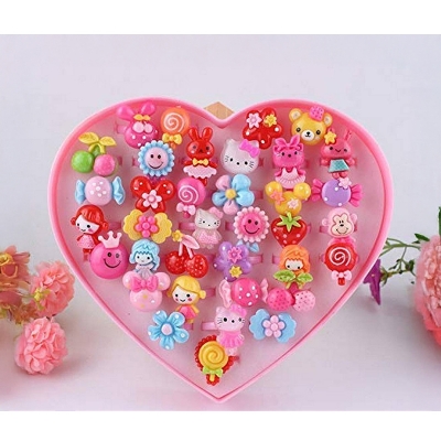 Picture of Kids ring-36pc/Kids Finger Ring Adjustable/Cute Cartoon Rings Toys for Baby Girls toy - Multicolor