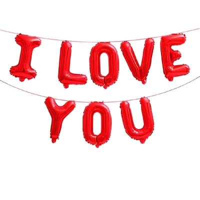 Picture of I Love You Letter Helium Gas Foil Balloon Wedding Anniversary Party Valentine's Day Decoration Happy Birthday Decoration - Red