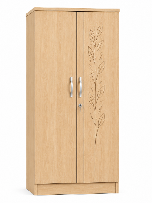 Picture of FurniQ Furniture 2 Door Wardrobe, 2 Door Almirah, Bedroom Wardrobe, Clothes Storage Cabinet, Leaf Design Wardrobe, Melamine Board Wardrobe, Modern Wardrobe Design, 36 W × 20 D × 72 H Inches | FurniQ Furniture