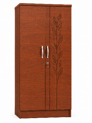 Picture of FurniQ Furniture 2 Door Wardrobe, 2 Door Almirah, Bedroom Wardrobe, Clothes Storage Cabinet, Leaf Design Wardrobe, Melamine Board Wardrobe, Modern Wardrobe Design, 36 W × 20 D × 72 H Inches | FurniQ Furniture