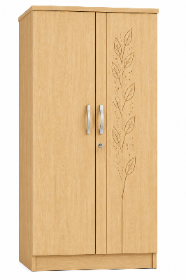 Picture of FurniQ Furniture 2 Door Wardrobe, 2 Door Almirah, Bedroom Wardrobe, Clothes Storage Cabinet, Leaf Design Wardrobe, Melamine Board Wardrobe, Modern Wardrobe Design, 36 W × 20 D × 72 H Inches | FurniQ Furniture