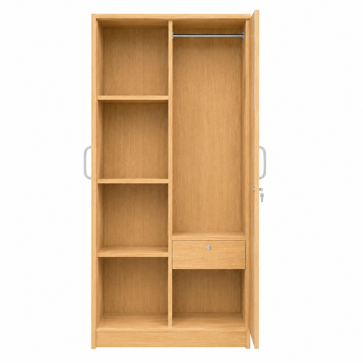 Picture of FurniQ Furniture 2 Door Wardrobe, 2 Door Almirah, Bedroom Wardrobe, Clothes Storage Cabinet, Leaf Design Wardrobe, Melamine Board Wardrobe, Modern Wardrobe Design, 36 W × 20 D × 72 H Inches | FurniQ Furniture