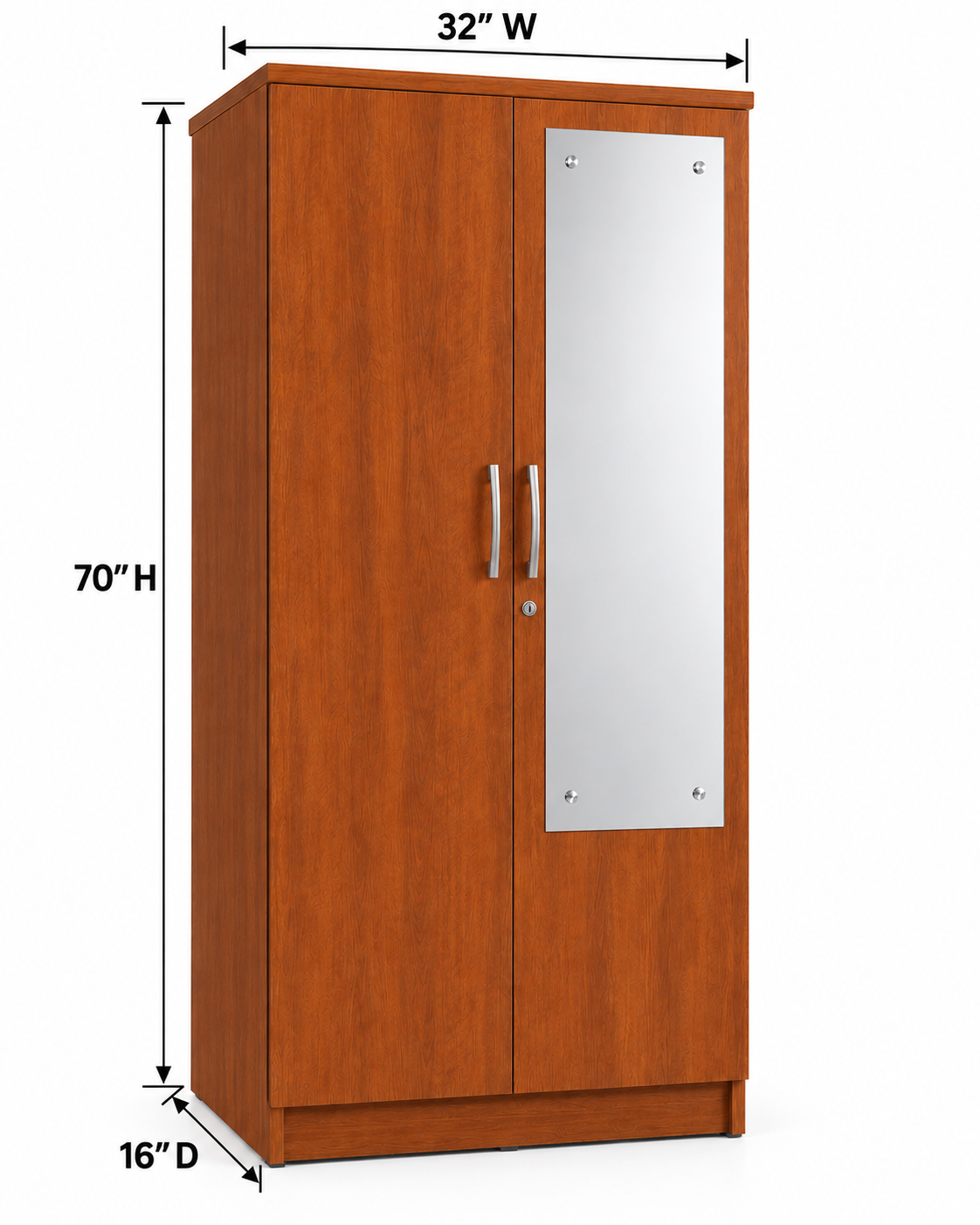 Picture of FurniQ Furniture 2 Door Wardrobe, 2 Door Almirah, Bedroom Wardrobe, Clothes Storage Cabinet, 2 Door Cupboard, Wardrobe with Shelves and Hanging Space, Bedroom Storage Wardrobe, Modern Wardrobe Design, Melamine Board Wardrobe, 32 W × 16 D × 70 H Inches | FurniQ Furniture