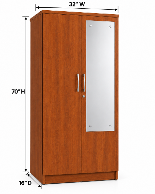 Picture of FurniQ Furniture 2 Door Wardrobe, 2 Door Almirah, Bedroom Wardrobe, Clothes Storage Cabinet, 2 Door Cupboard, Wardrobe with Shelves and Hanging Space, Bedroom Storage Wardrobe, Modern Wardrobe Design, Melamine Board Wardrobe, 32 W × 16 D × 70 H Inches | FurniQ Furniture