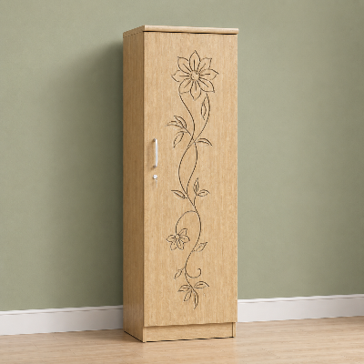 Picture of FurniQ Furniture 1 Door Wardrobe, Single Door Almirah, Bedroom Wardrobe, Clothes Storage Cabinet, Floral Design Wardrobe, Melamine Board Wardrobe, Hanging Wardrobe, 20 W × 20 D × 72 H Inches | FurniQ Furniture