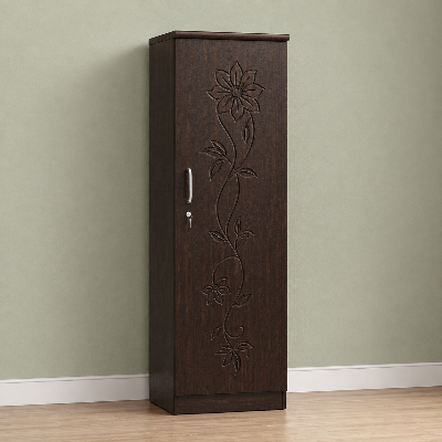 Picture of FurniQ Furniture 1 Door Wardrobe, Single Door Almirah, Bedroom Wardrobe, Clothes Storage Cabinet, Floral Design Wardrobe, Melamine Board Wardrobe, Hanging Wardrobe, 20 W × 20 D × 72 H Inches | FurniQ Furniture