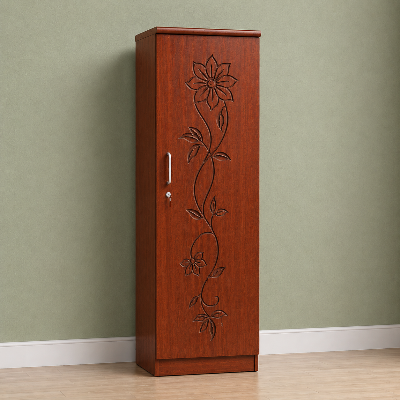 Picture of FurniQ Furniture 1 Door Wardrobe, Single Door Almirah, Bedroom Wardrobe, Clothes Storage Cabinet, Floral Design Wardrobe, Melamine Board Wardrobe, Hanging Wardrobe, 20 W × 20 D × 72 H Inches | FurniQ Furniture