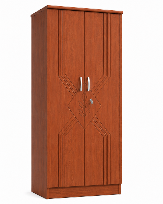 Picture of FurniQ Furniture 2 Door Wardrobe, 2 Door Almirah, Bedroom Wardrobe, Clothes Storage Cabinet, Leaf Design Wardrobe, CNC Design Wardrobe, Melamine Board Wardrobe, 32 W × 21 D × 72 H Inches | FurniQ Furniture