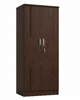 Picture of FurniQ Furniture 2 Door Wardrobe, 2 Door Almirah, Bedroom Wardrobe, Clothes Storage Cabinet, Leaf Design Wardrobe, CNC Design Wardrobe, Melamine Board Wardrobe, 32 W × 21 D × 72 H Inches | FurniQ Furniture