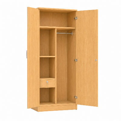 Picture of FurniQ Furniture 2 Door Wardrobe, 2 Door Almirah, Bedroom Wardrobe, Clothes Storage Cabinet, Leaf Design Wardrobe, CNC Design Wardrobe, Melamine Board Wardrobe, 32 W × 21 D × 72 H Inches | FurniQ Furniture