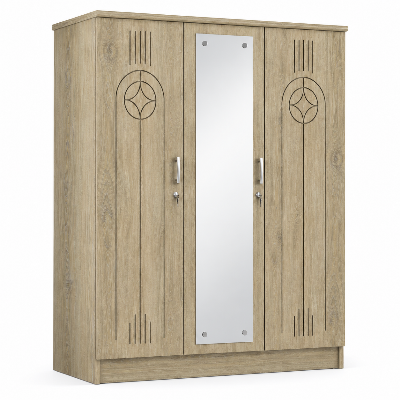 Picture of FurniQ Furniture 3 Door Wardrobe, 3 Door Almirah, Bedroom Wardrobe, Clothes Storage Cabinet, Melamine Board Wardrobe, Modern Wardrobe Design, 60 W × 24 D × 72 H Inches | FurniQ Furniture