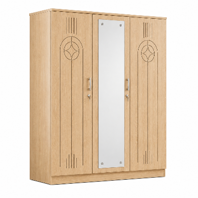 Picture of FurniQ Furniture 3 Door Wardrobe, 3 Door Almirah, Bedroom Wardrobe, Clothes Storage Cabinet, Melamine Board Wardrobe, Modern Wardrobe Design, 60 W × 24 D × 72 H Inches | FurniQ Furniture